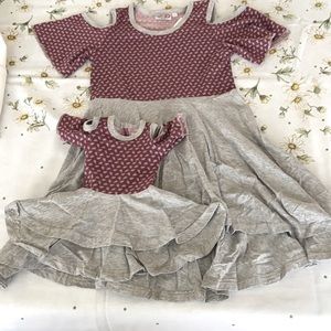Lilli Lovebird Set Maroon and Gray (Size 4) Matching doll dress!